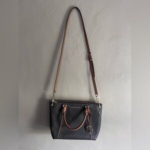 Michael Kors Brown and Tan Logo Crossbody Bag